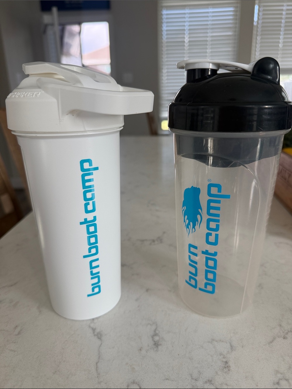 Burn Boot Camp White Shaker Bottle - 28oz Fitness Water Bottle